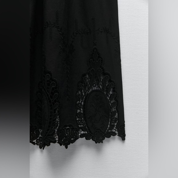 Zara COMBINATION CROCHET DRESS. Black. Size S. New with Tags. - Picture 6 of 9